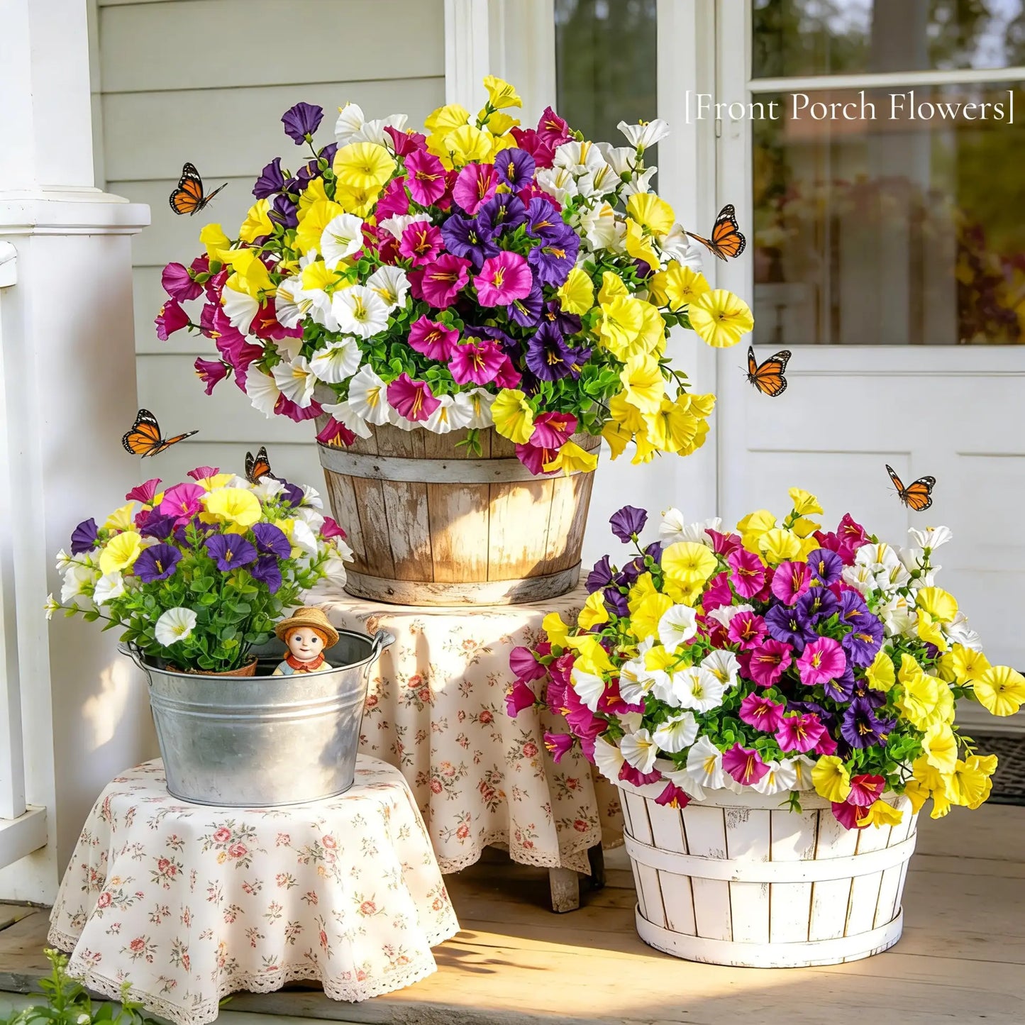 🔥 On Sale Only Today 🌸 UV Resistant Artificial Petunias Flowers for Planters, Patio, Garden & Home Decor, Outdoor & Indoor