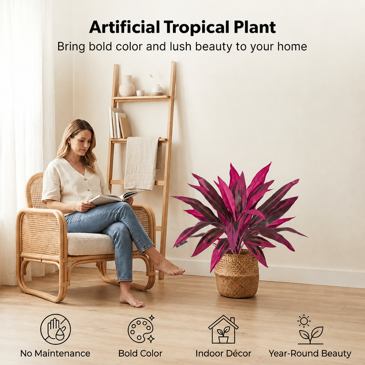 🔥 Last Day 60% OFF 🌿 UV-Resistant Artificial Boston Fern & Dragon’s Blood Tree Plants for Patio, Porch & Home Decor