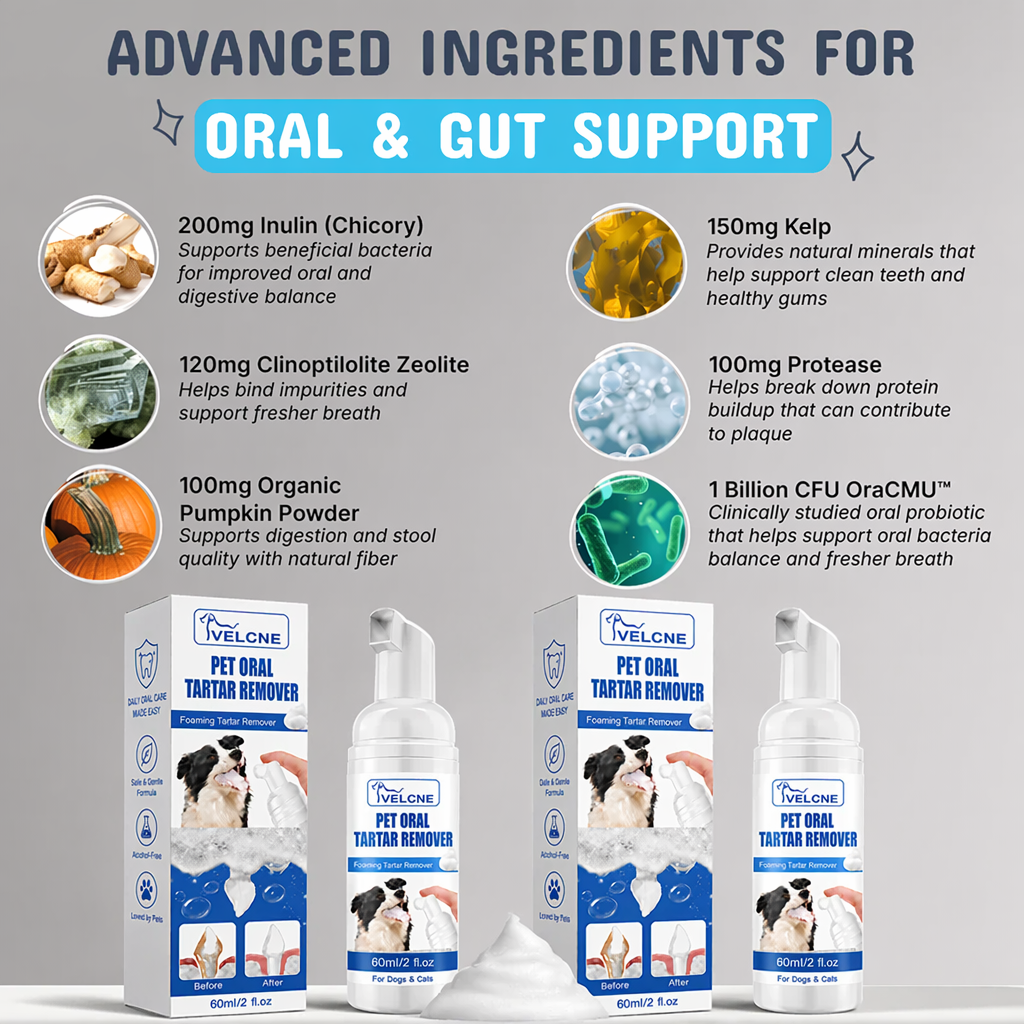 VELCNE™ Pet Dental Tartar Care Spray for Dogs & Cats