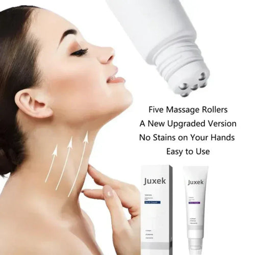 Juxek® Neck Firming Cream Reduces Wrinkles and Double Chin,Five Rollers for All Around Massage