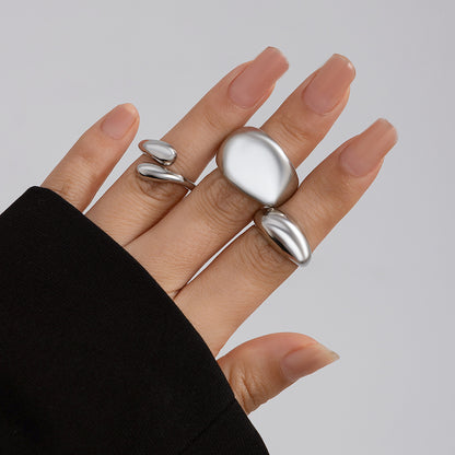 خاتم هندسي، خاتم ذو تجويف مفتوح، خاتم إصبع السبابة، خاتم منحني من معدن الحمم البركانية