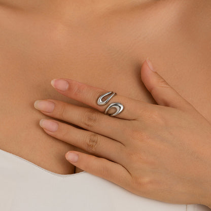 خاتم هندسي، خاتم ذو تجويف مفتوح، خاتم إصبع السبابة، خاتم منحني من معدن الحمم البركانية