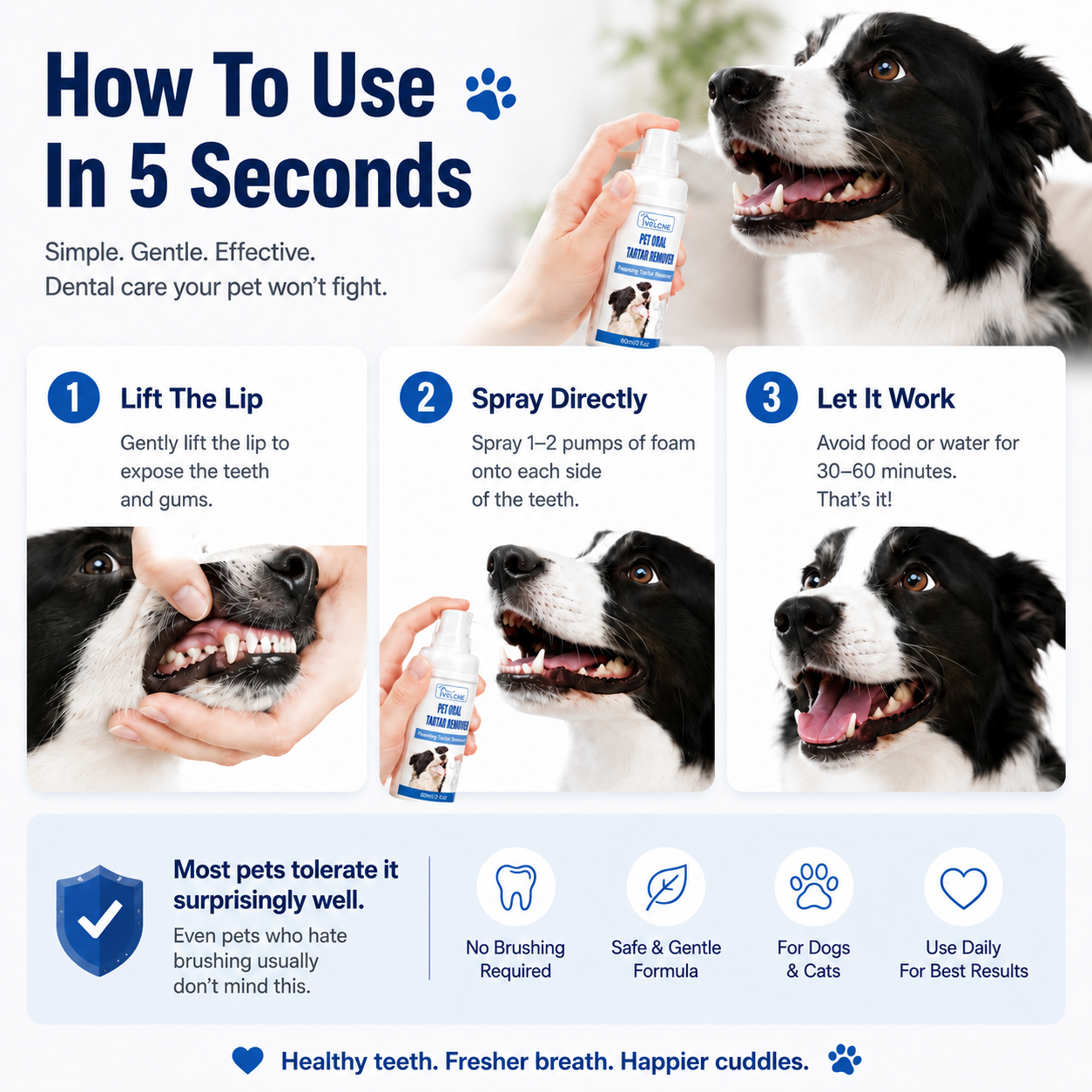 VELCNE™ Pet Dental Tartar Care Spray for Dogs & Cats
