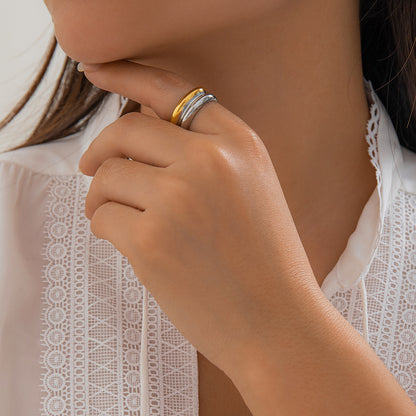 خاتم بتصميم ريترو غير منتظم ومقعر ومحدب بشكل مبالغ فيه، قطعة يدوية بسيطة مصنوعة من سبيكة معدنية قابلة للتخصيص