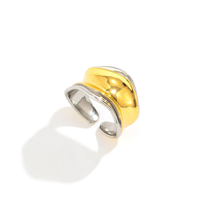 خاتم بتصميم ريترو غير منتظم ومقعر ومحدب بشكل مبالغ فيه، قطعة يدوية بسيطة مصنوعة من سبيكة معدنية قابلة للتخصيص