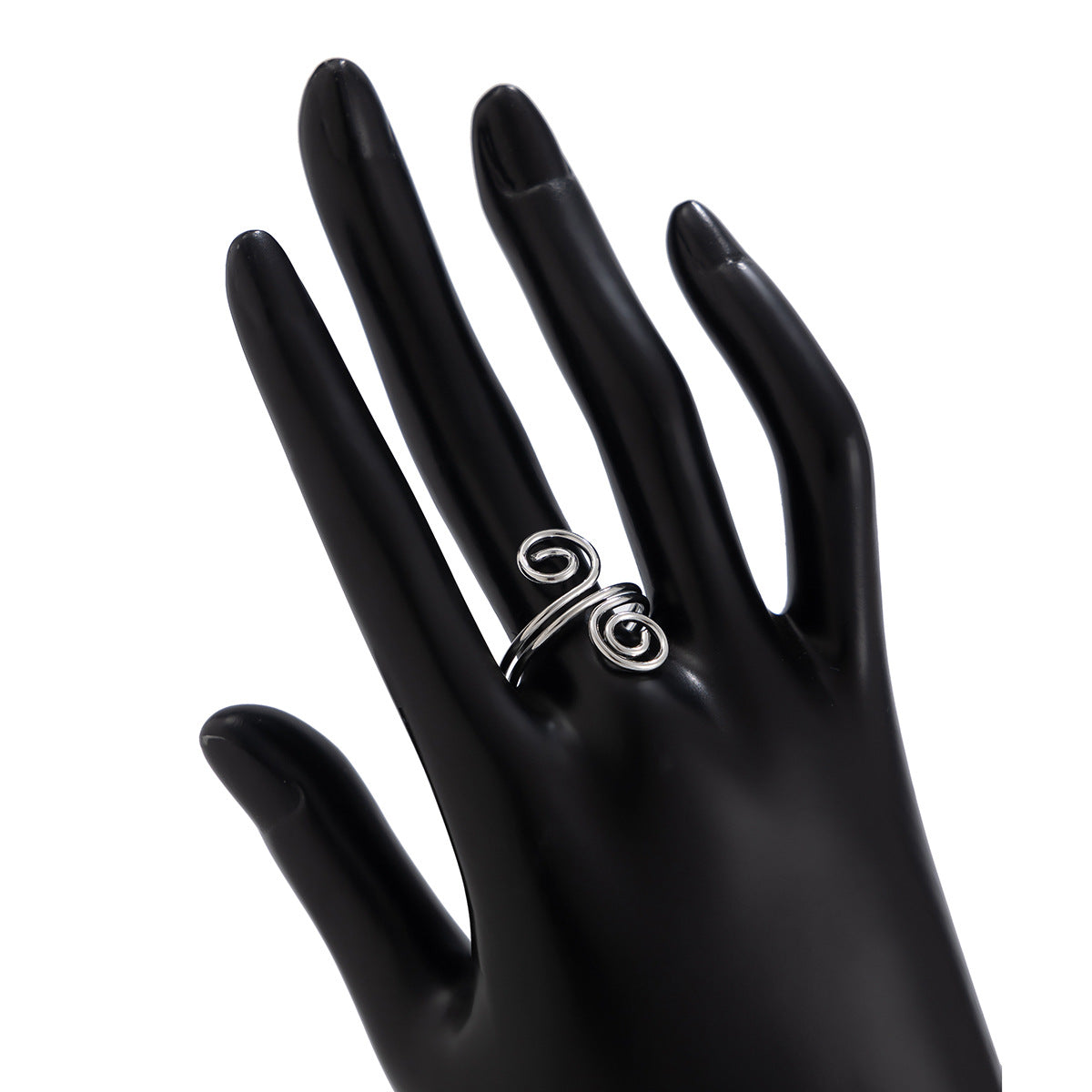 خاتم بسيط بفتحة لولبية للنساء، خاتم ذهبي متعدد الاستخدامات بتصميم حلزوني هندسي