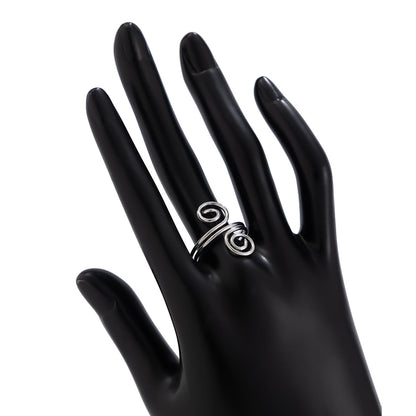 خاتم بسيط بفتحة لولبية للنساء، خاتم ذهبي متعدد الاستخدامات بتصميم حلزوني هندسي